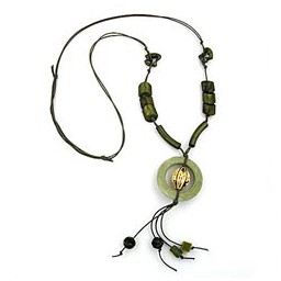 necklace big ring darkgreen-olive 100cm