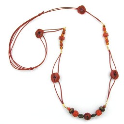 necklace brown beads 100cm