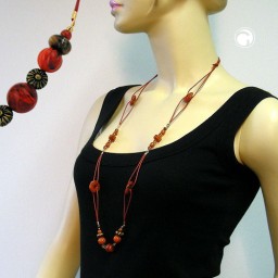 necklace brown beads 100cm