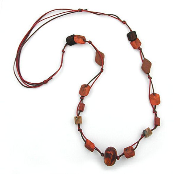 necklace red-brown beads 100cm