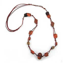 necklace red-brown beads 100cm