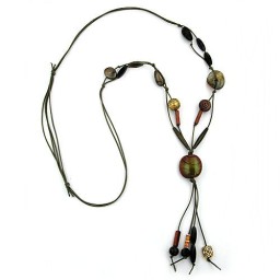 necklace brown beads 100cm