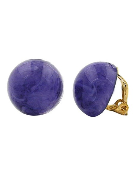 clip-on earring round 18mm purple marbled