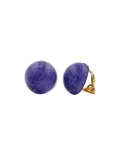 clip-on earring round 18mm purple marbled