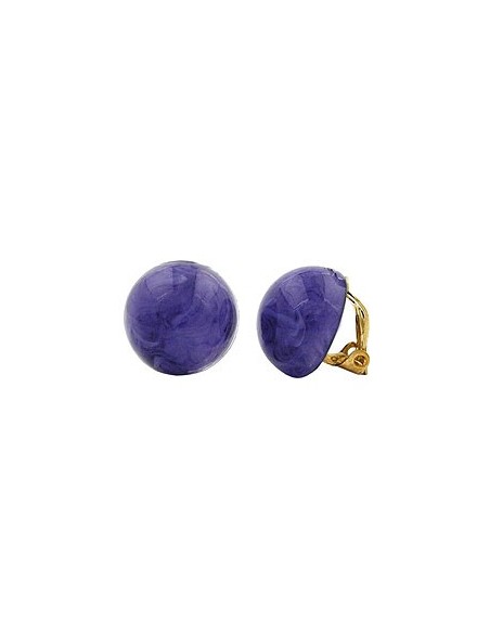 clip-on earring round 18mm purple marbled