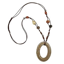 necklace big ring beige-gold marbled 95cm