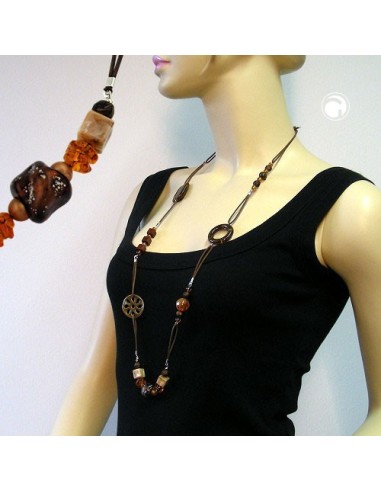 necklace brown beads 95cm