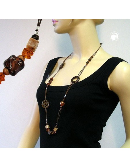 necklace brown beads 95cm