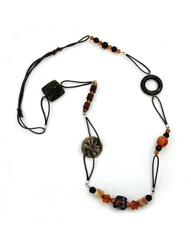 necklace brown beads 95cm