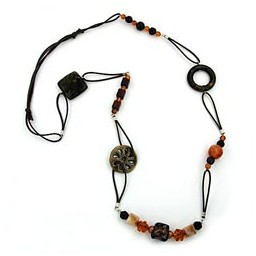 necklace brown beads 95cm