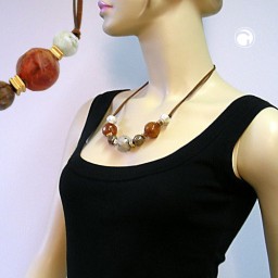 necklace brown beads 55cm