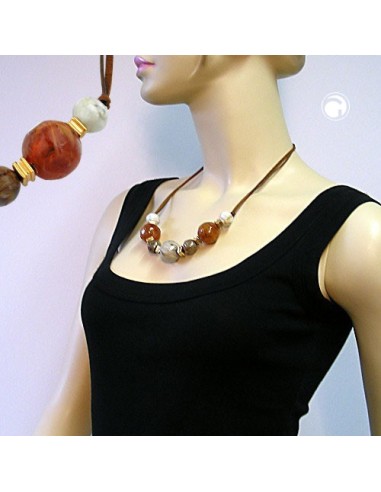 necklace brown beads 55cm