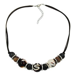 necklace brown-white beads 54cm