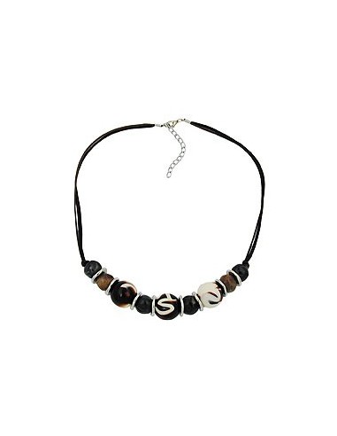 necklace brown-white beads 54cm