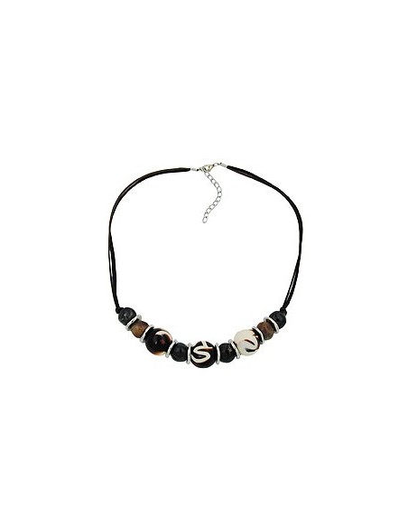 necklace brown-white beads 54cm