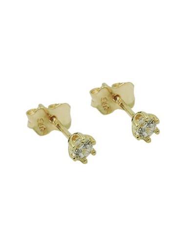 stud earrings 3mm white cubic zirconia 9k gold