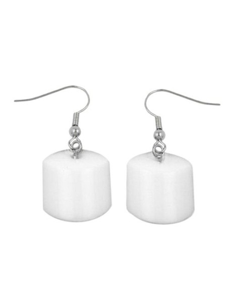 hook earrings slanted bead white glossy