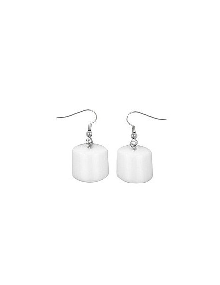 hook earrings slanted bead white glossy