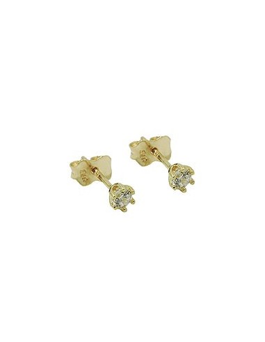 stud earrings 3mm white cubic zirconia 9k gold