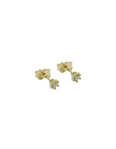 stud earrings 3mm white cubic zirconia 9k gold
