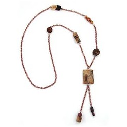 necklace rectangle brown-beige-copper 95cm