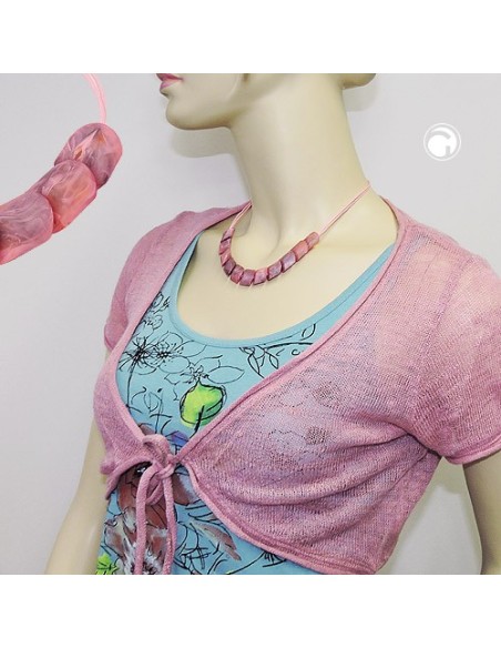 necklace slanted beads rose-marbled