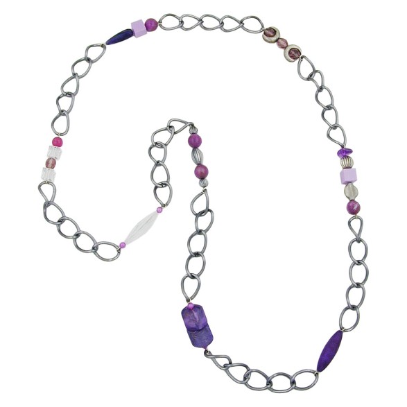 necklace purple beads 95cm