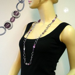 necklace purple beads 95cm