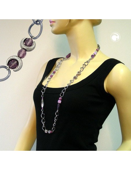 necklace purple beads 95cm