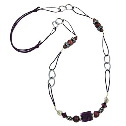 necklace purple-darksilver cord 100cm