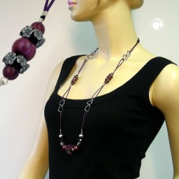 necklace purple-darksilver cord 100cm