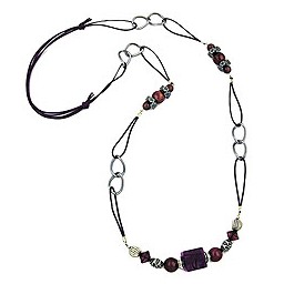 necklace purple-darksilver cord 100cm