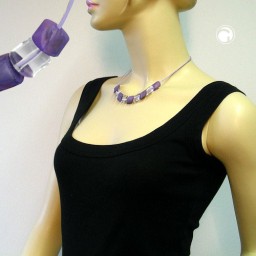 necklace slanted bead lilac-crystal cord light lilac