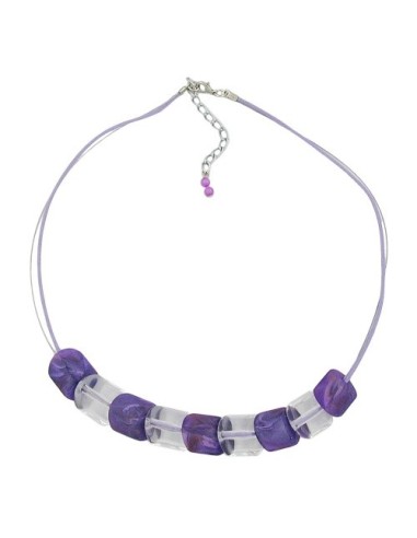 necklace slanted bead lilac-crystal cord light lilac