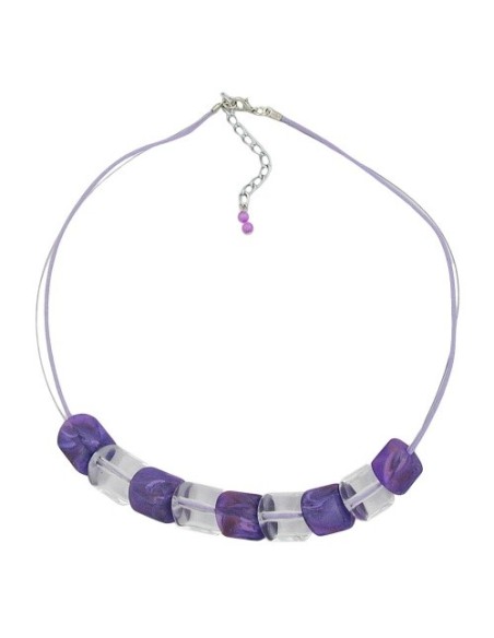 necklace slanted bead lilac-crystal cord light lilac