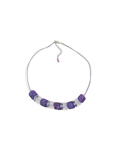 necklace slanted bead lilac-crystal cord light lilac