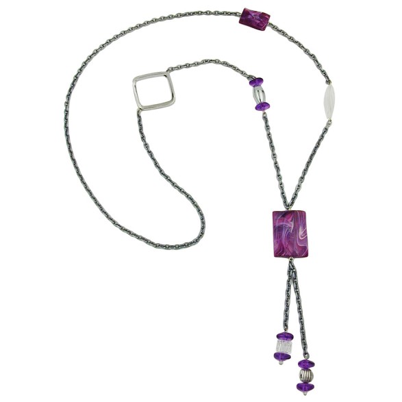 necklace purple beads 95cm