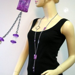 necklace purple beads 95cm