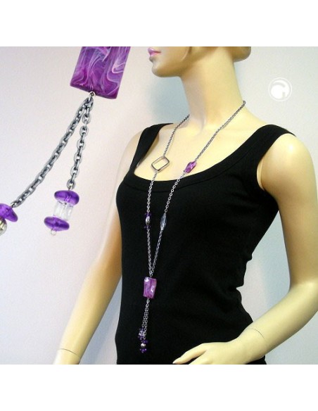 necklace purple beads 95cm