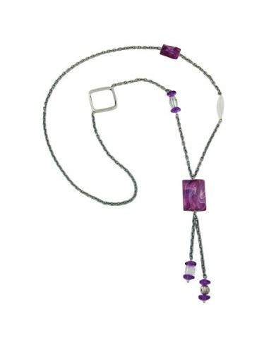 necklace purple beads 95cm