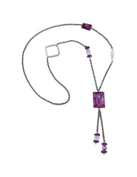 necklace purple beads 95cm