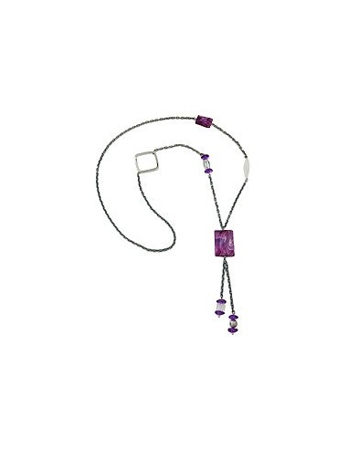necklace purple beads 95cm