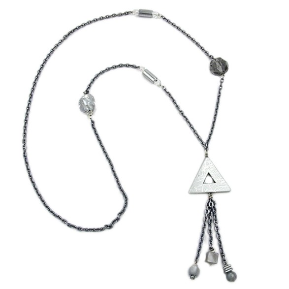 necklace grey-silver chrome 95cm