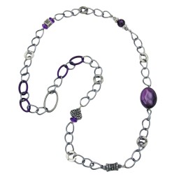 necklace purple beads 95cm