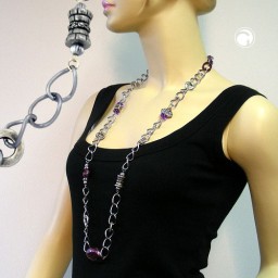 necklace purple beads 95cm