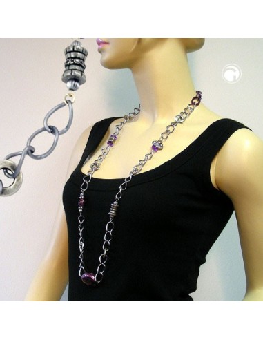 necklace purple beads 95cm