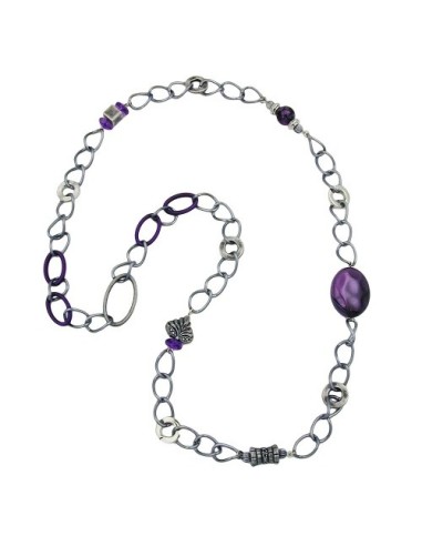 necklace purple beads 95cm