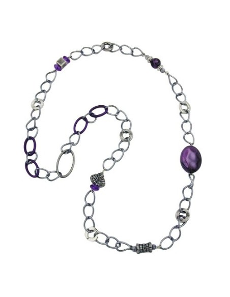 necklace purple beads 95cm