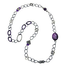 necklace purple beads 95cm