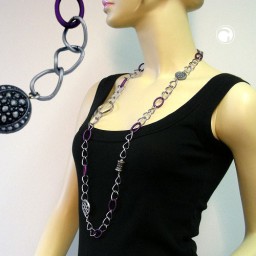 necklace purple-silver beads 100cm